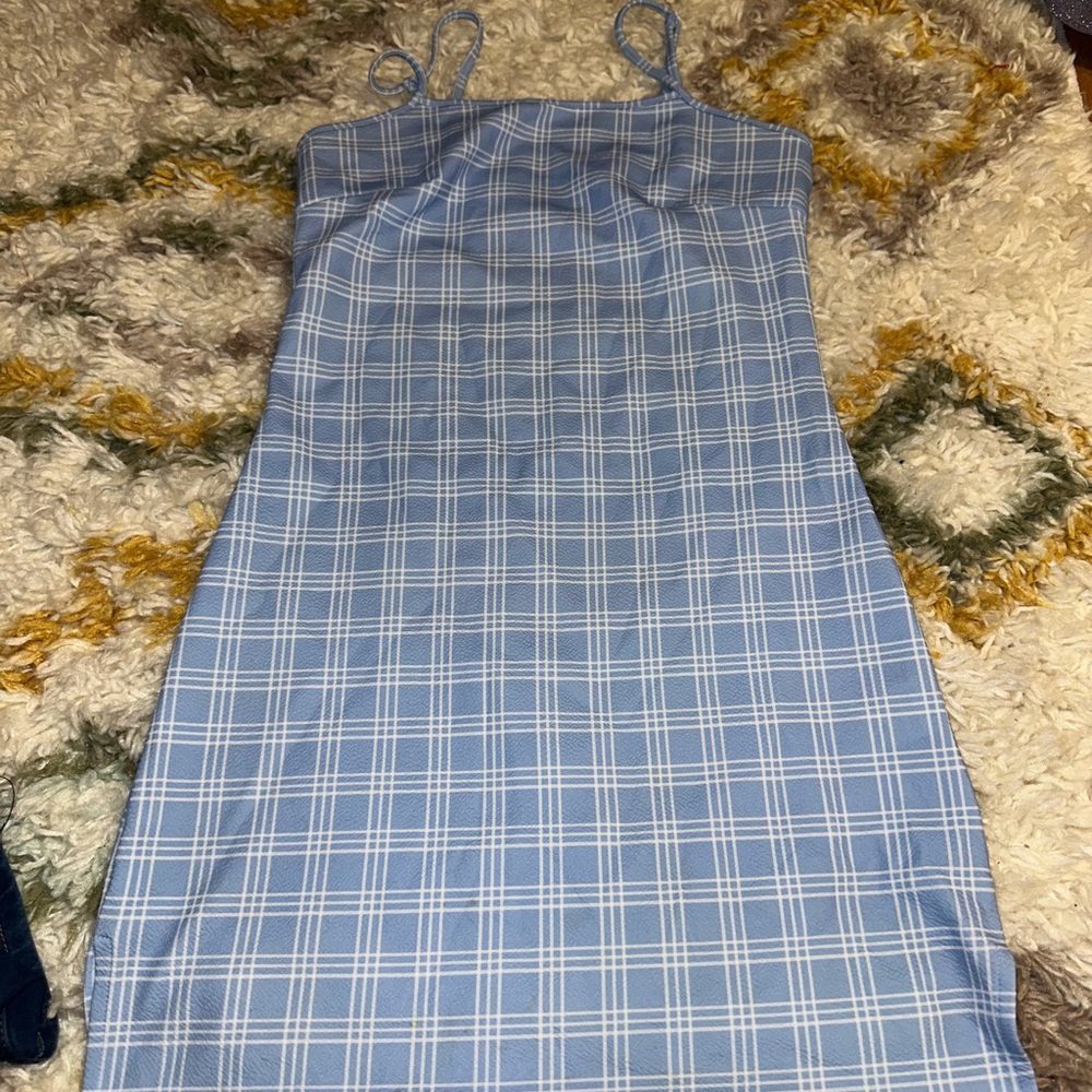 SHEIN Light Blue Plaid Dress